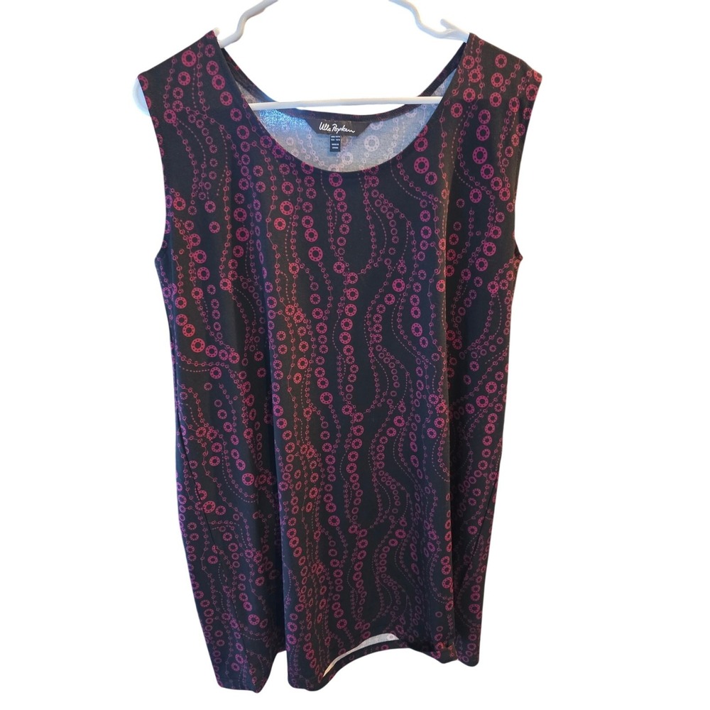 Ulla Popken Tank Dress 16/18 Womens Plus Size Black Purple Art To Wear Mini